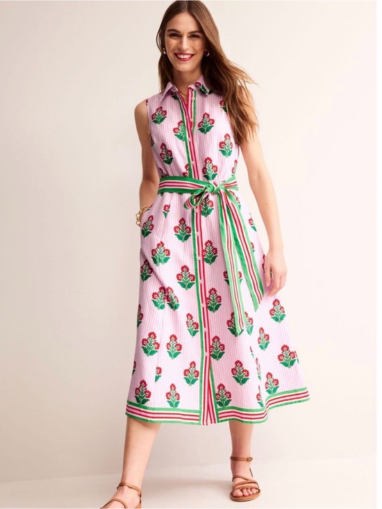 Boden Dresses & Skirts - Boden Kate Sleeveless Linen Midi Dress Pink Green Floral